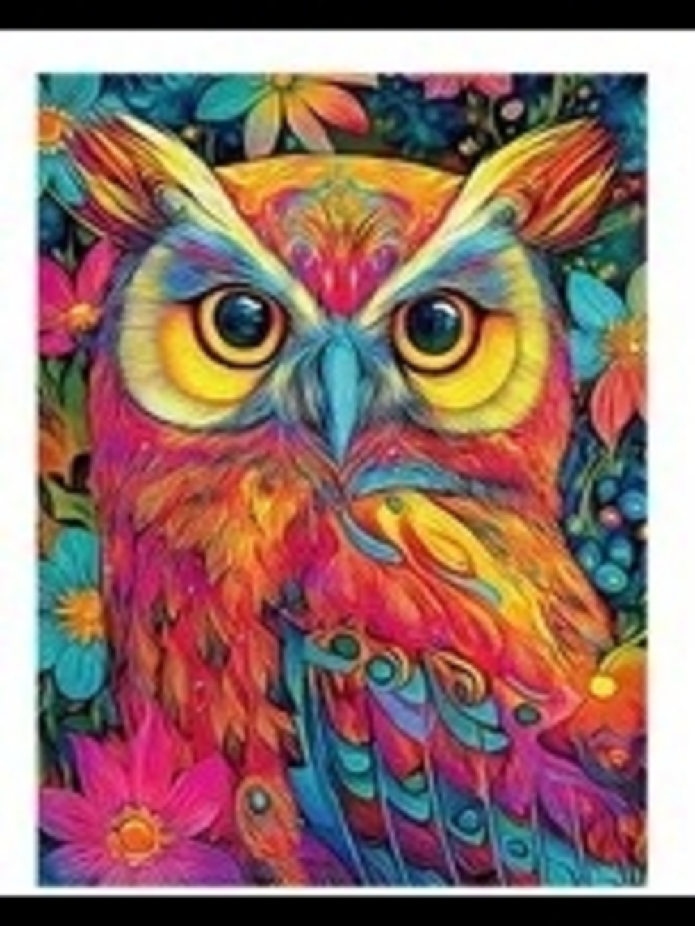 Diamond Art Kit. Diamond Painting. Vivid Multicolor Owl